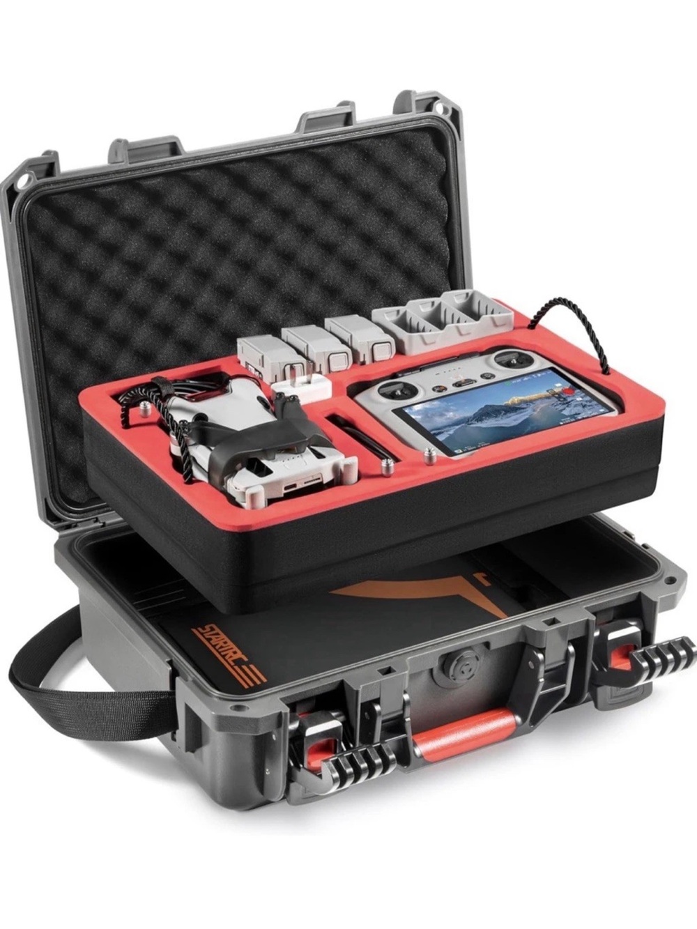 Hard Case Drone Storage with Red Foam Insert